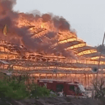 अयोध्या में मंत्री दयाशंकर के यज्ञ स्थल में लगी आग:राममंदिर से 800 मीटर दूर हादसा; एक एकड़ में फैला पंडाल जलकर राख